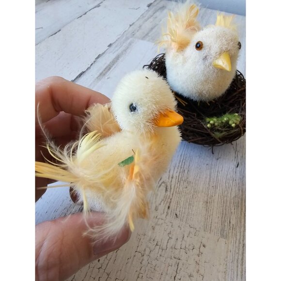 Vintage fluffy bird nest baby ducks Easter spring for life-size unique feathers - Picture 2 of 11